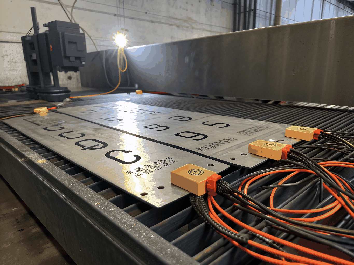 High-quality acrylic sheets being inspected under industrial lighting