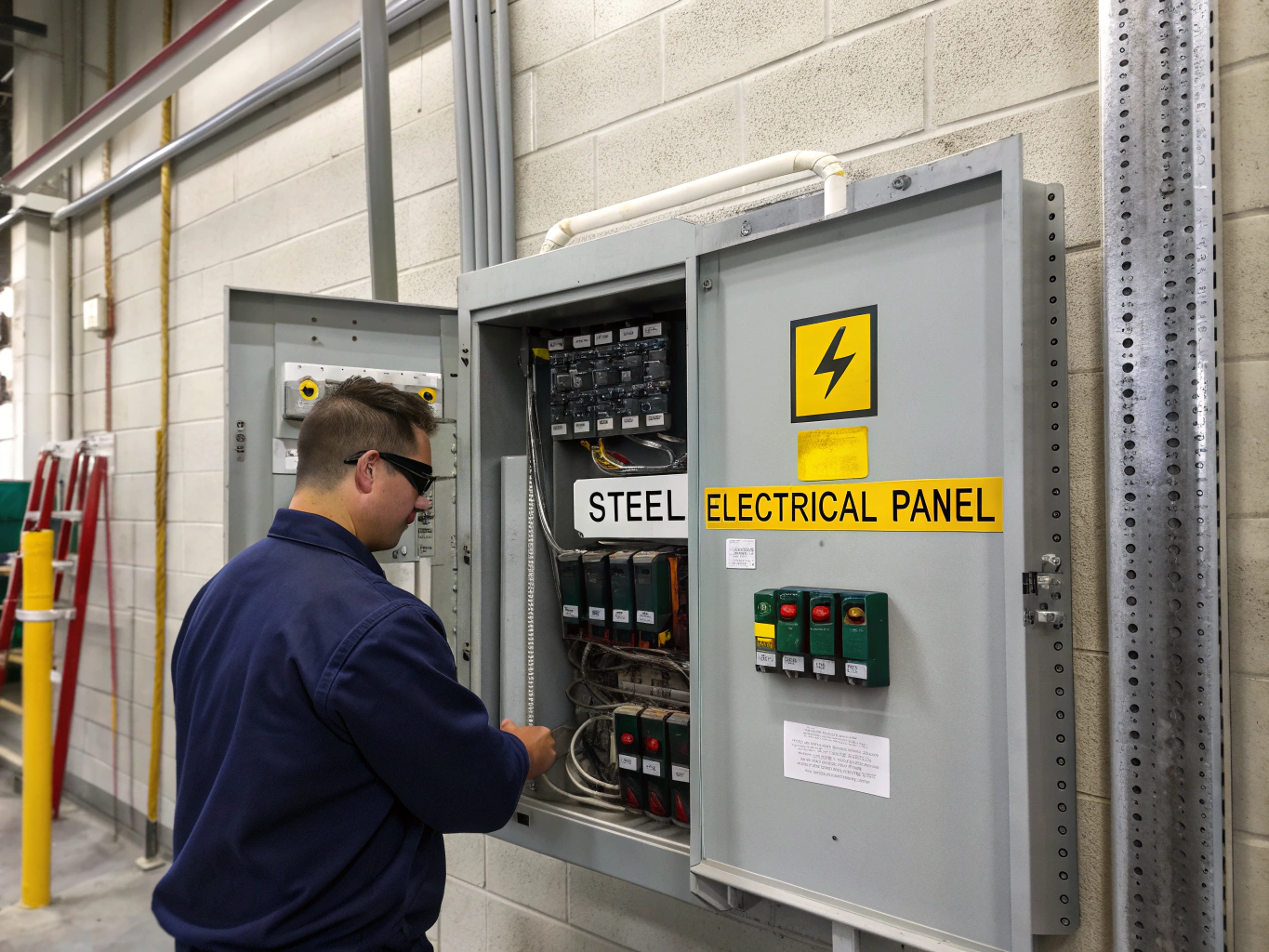 Arc flash safety label applied to electrical equipment