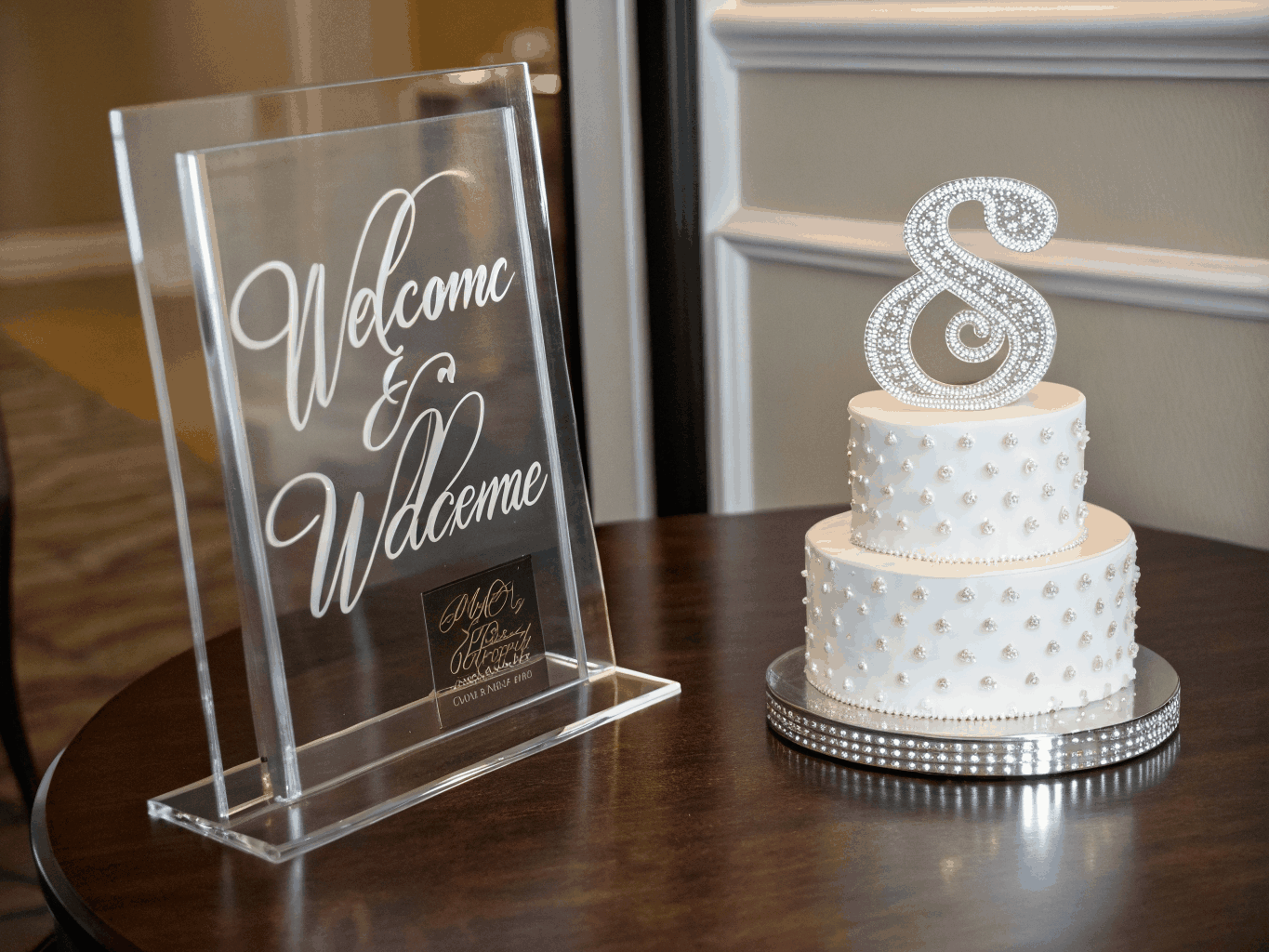 Frosted acrylic room identification sign with laser-engraved text