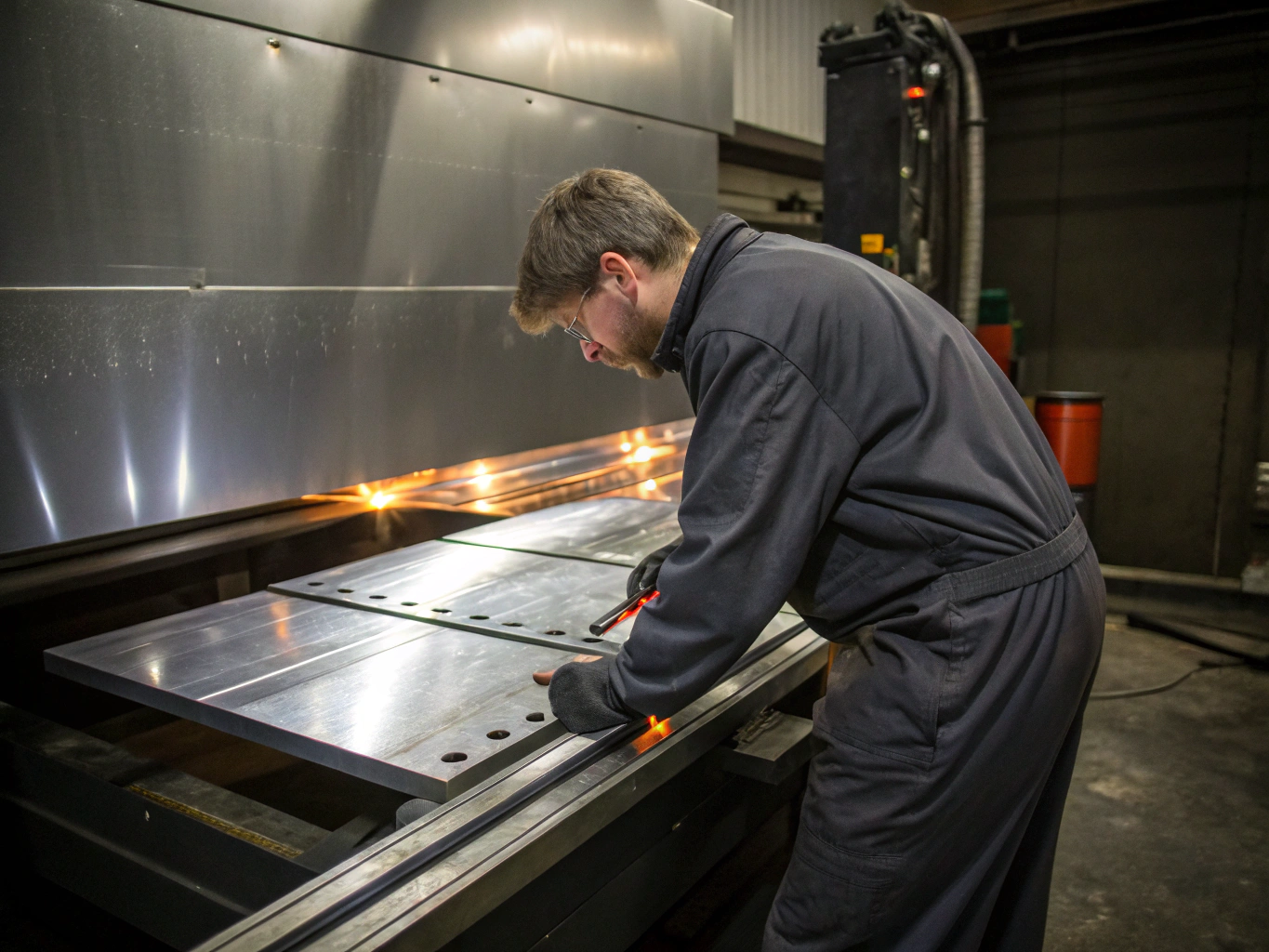 Technicians installing industrial components